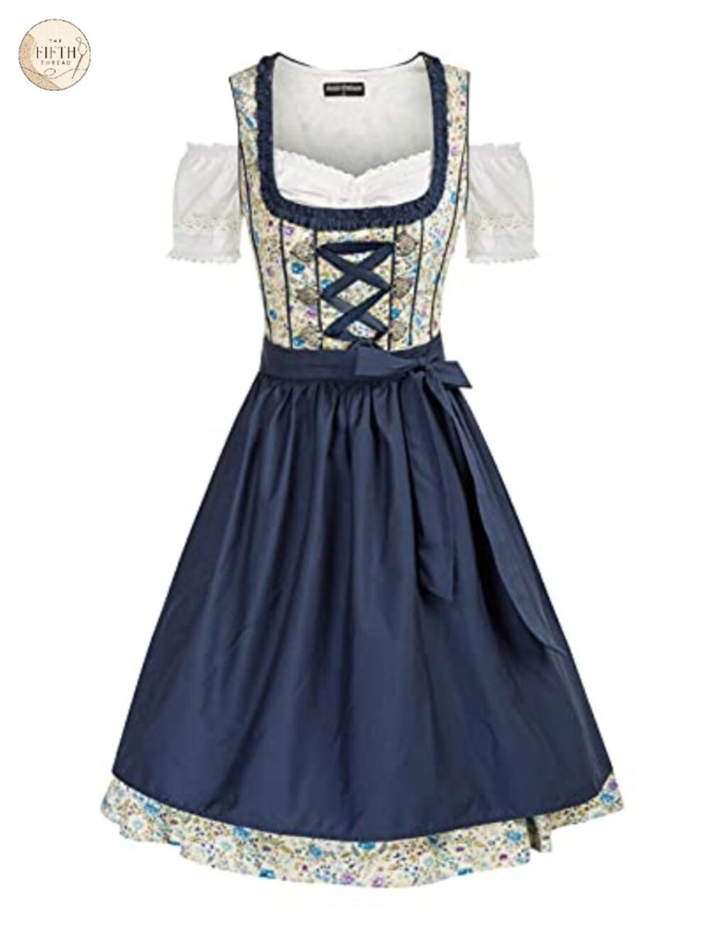 German Dirndl Dress 3-Piece Set Cotton Blend Apron Top Oktoberfest Costume